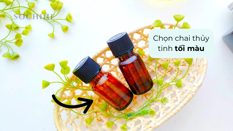 Chọn chai thủy tinh tối màu để đựng tinh dầu