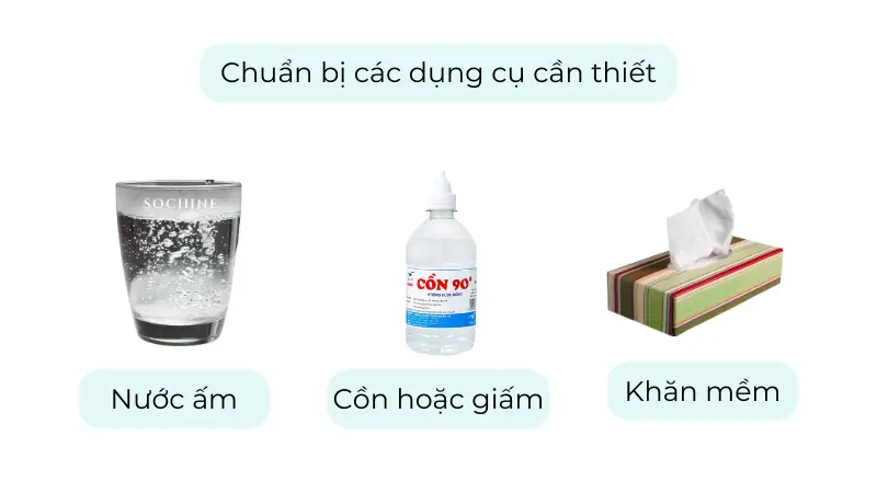 Chuẩn bị các dụng cụ cần thiết vệ sinh mấy xông tinh dầu