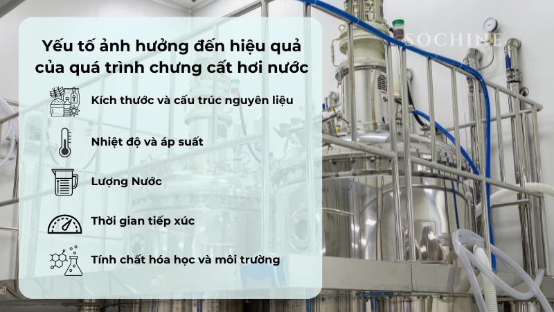 Các yếu tố ảnh hưởng đến quá trình chưng cất tinh dầu bằng hơi nước