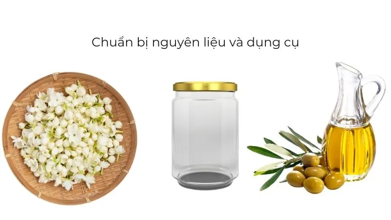 Nguyên liệu và dụng cụ làm tinh dầu hoa nhài